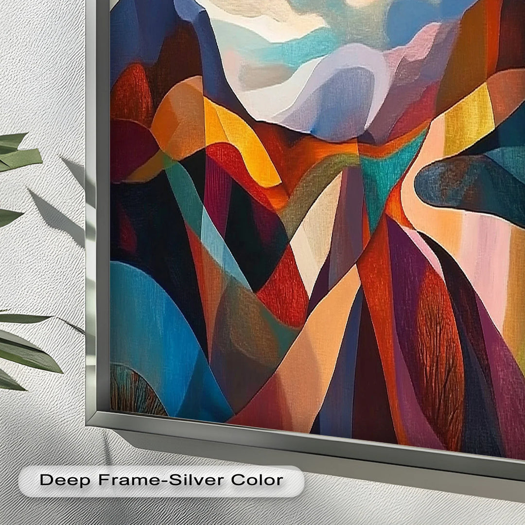 Valley of Vibrance – Geometric Landscape Abstract Oil Painting - MyPhotoStation