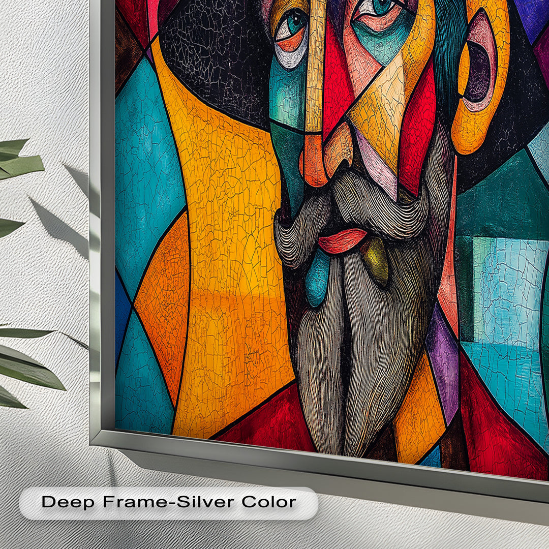 The Thinker’s Mosaic – Abstract Male Portrait Oil Painting