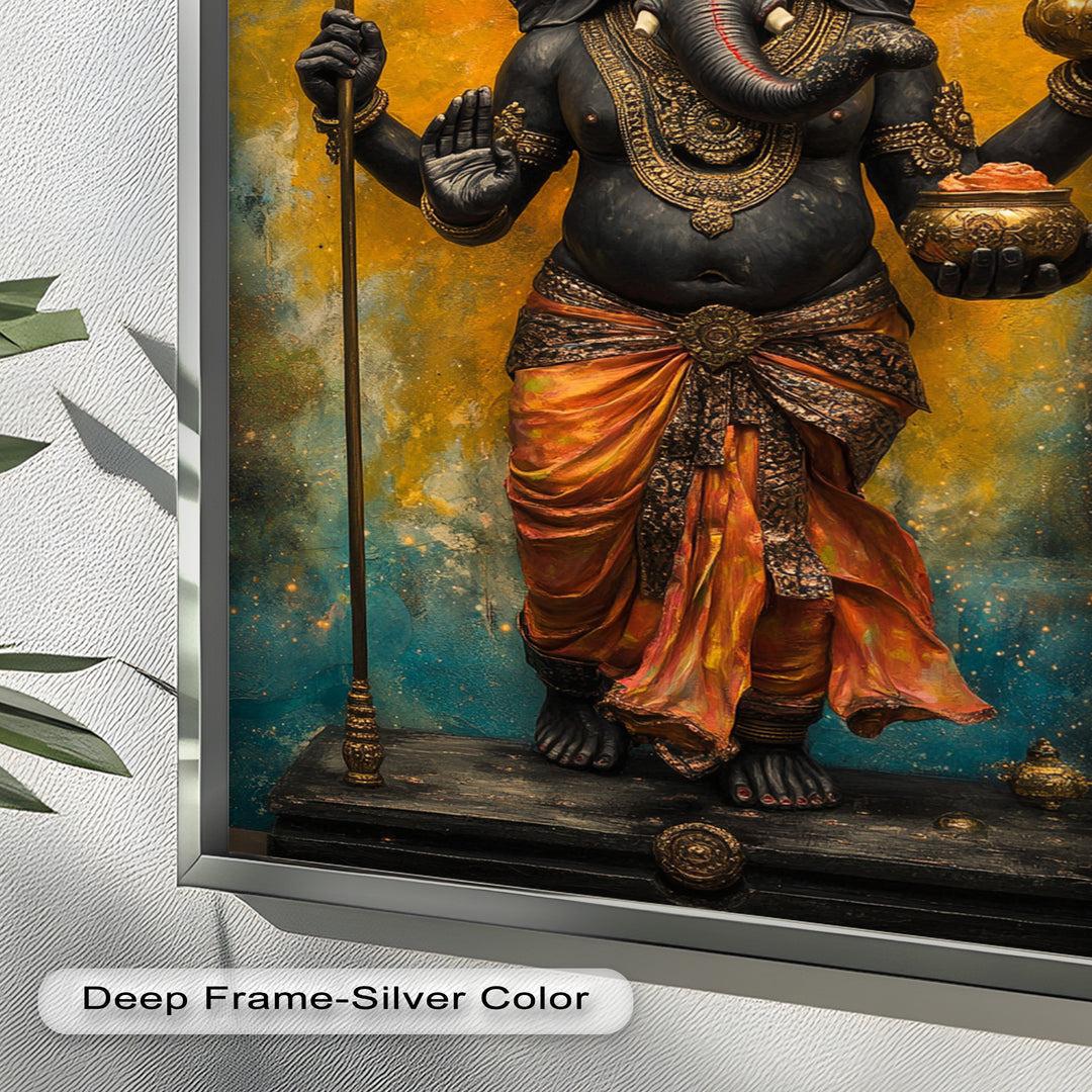 Stehende Ganesha-Wandkunst – Religiöses Ölgemälde