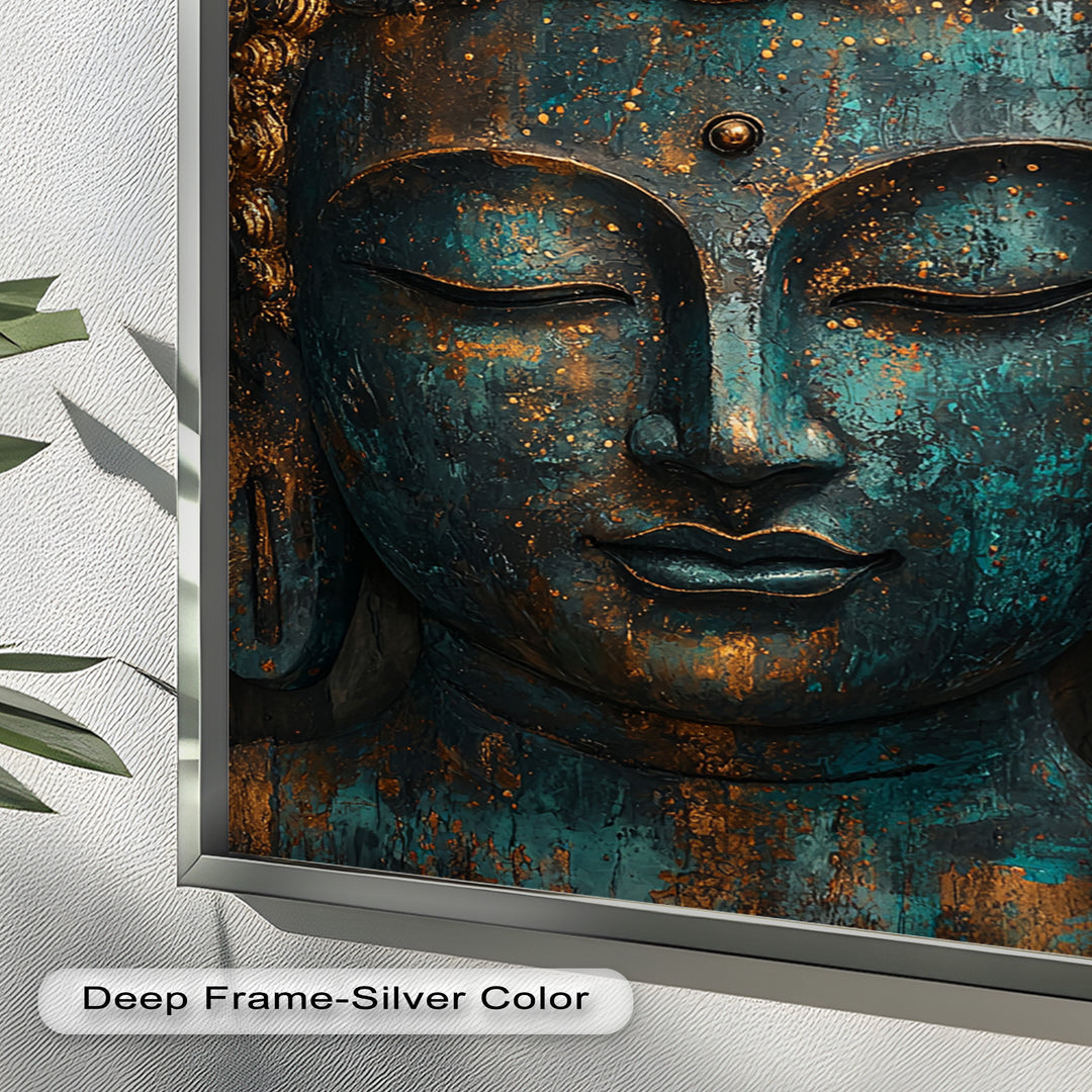 Turquoise Buddha Wall Art – Religious Oil Painting