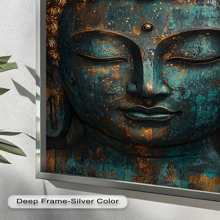Turquoise Buddha Wall Art – Religious Oil Painting