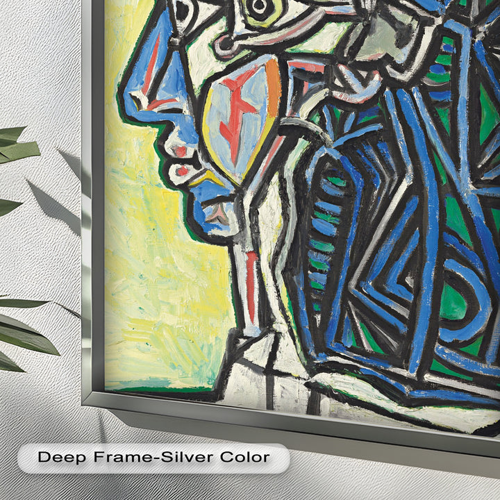 Geometric Portrait with Cyan and Emerald Tones - Picasso Oil Painting