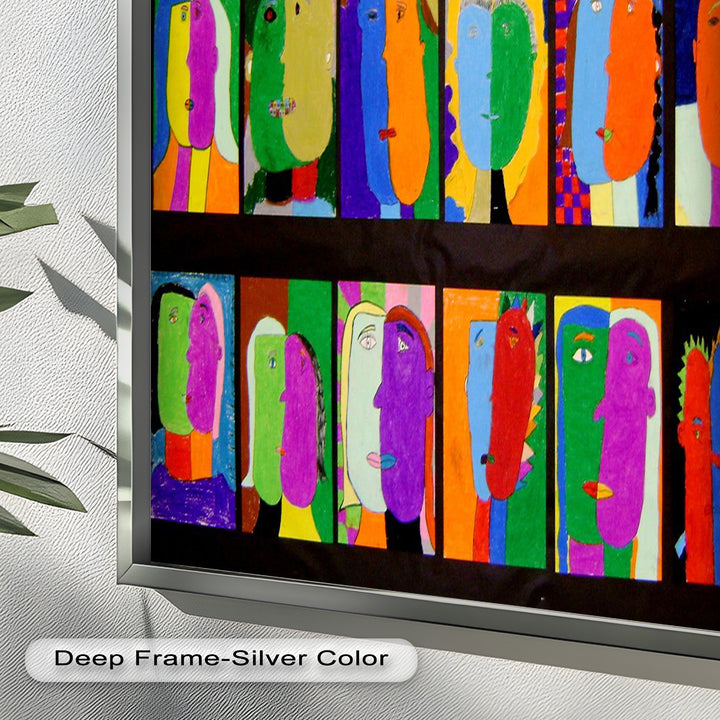 Pop Cubist Faces Wall Art – Abstract Oil Painting