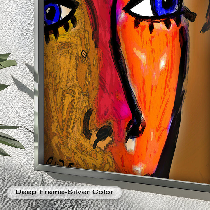 Gaze of Fire – Abstract Portrait with Distant Figure Picasso Oil Painting