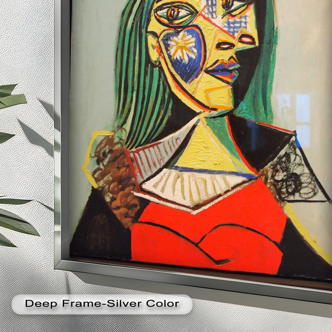 Solar Veil – Cubist Portrait of a Woman in Red Hat Oil Painting
