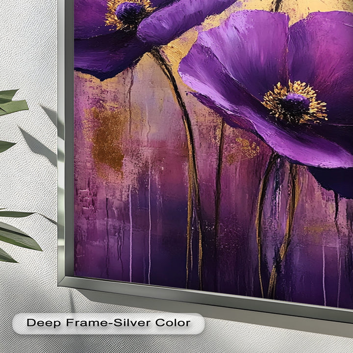 Purple Florals with Gold Accents - Flower Oil Painting