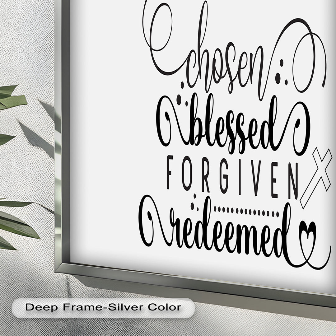 Chosen, Blessed, Forgiven, Redeemed – Bible Verse Oil Painting