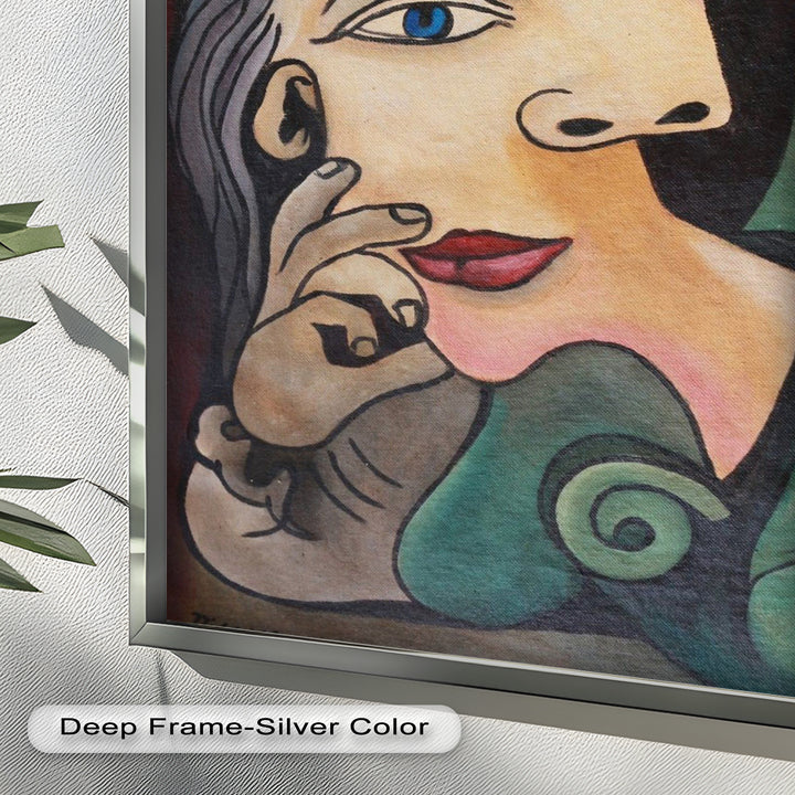 Quiet Bloom – Woman with Yellow Flower Picasso Oil Painting