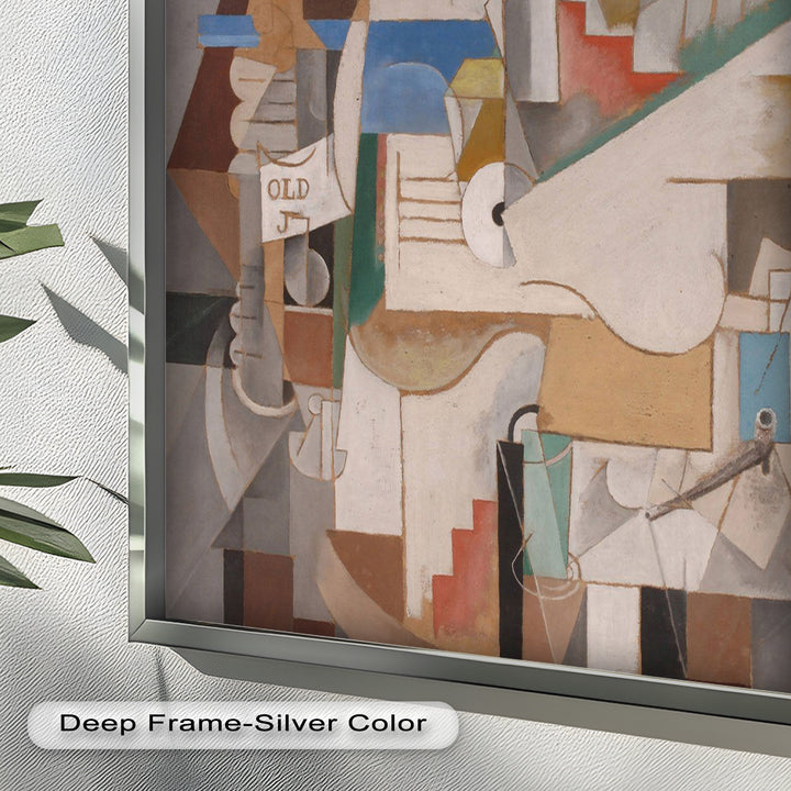 Geometric Cubist Composition Wall Art – Abstract Oil Painting