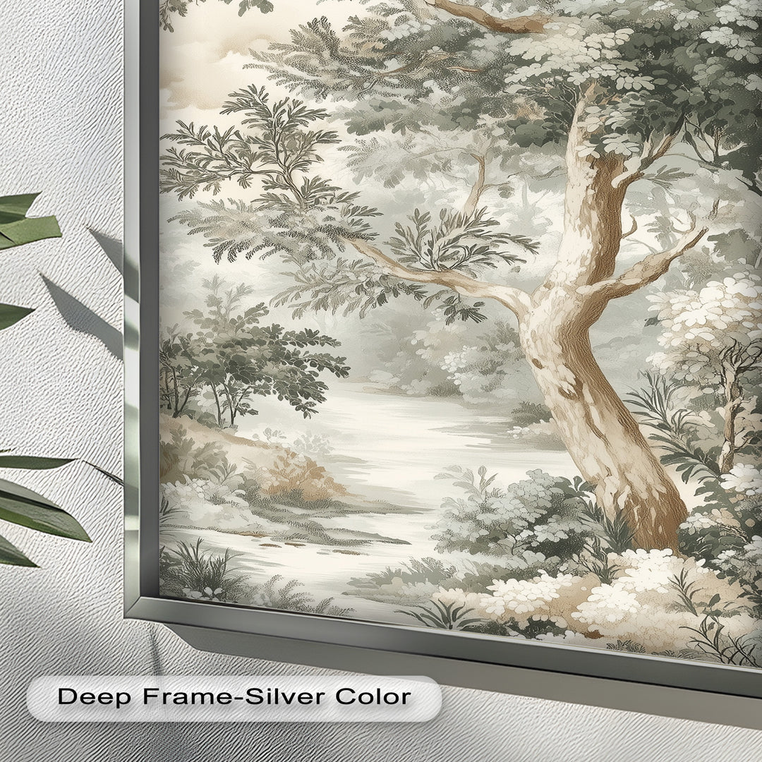 Nature Wall Art - Sepia Forest Landscape Oil Painting
