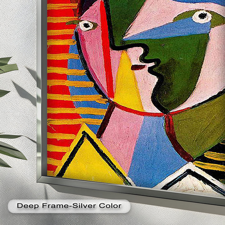 Vibrant Abstract Face – Cubist Oil Painting