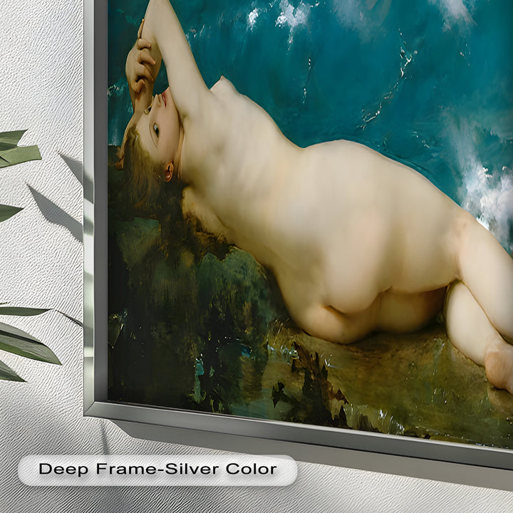 Sirensong Repose – Mythological Nude Beside the Sea Oil Painting