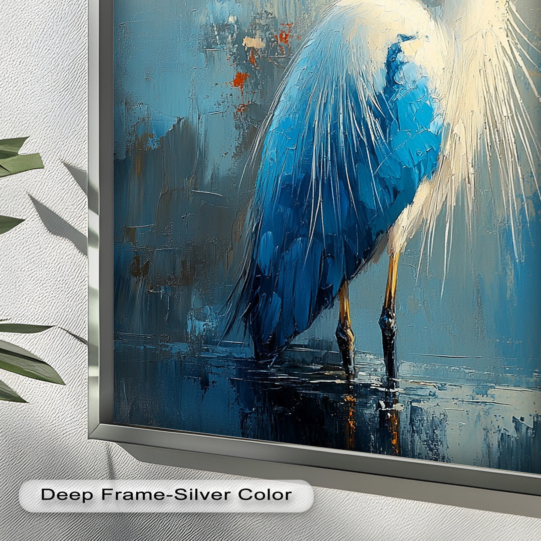 Modern Blue Heron - Animal Oil Painting