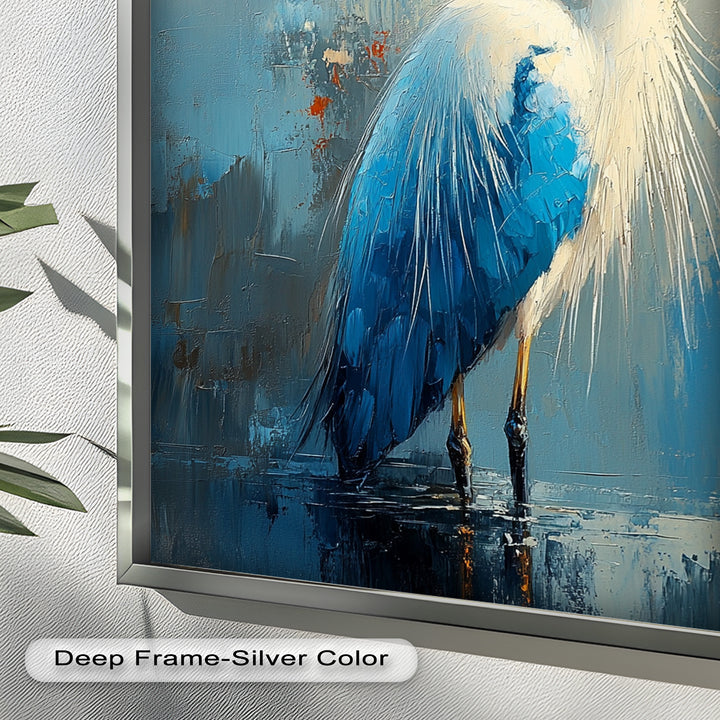 Modern Blue Heron - Animal Oil Painting