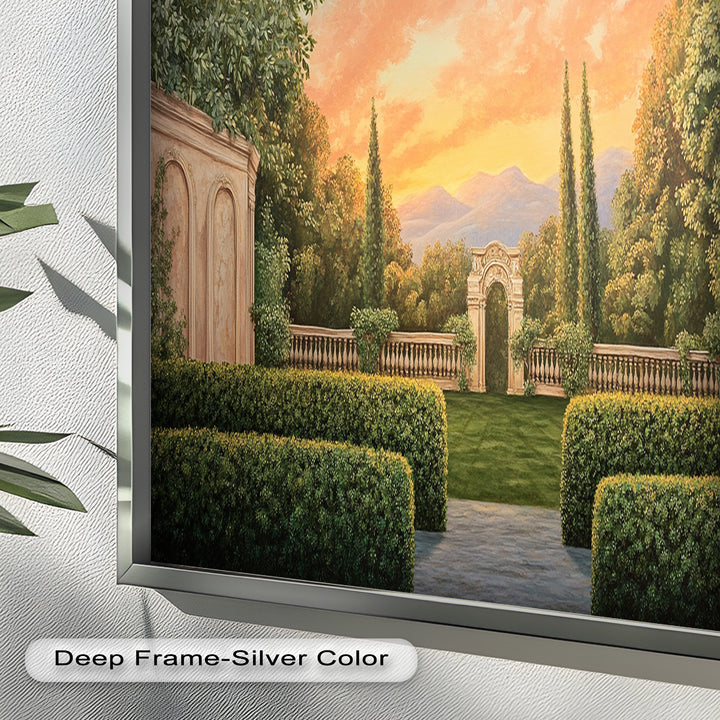 Sunset Garden Gateway – Classical Landscape Oil Painting