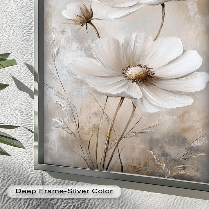 Soft Ivory Florals in Warm Neutrals - Flower Oil Painting