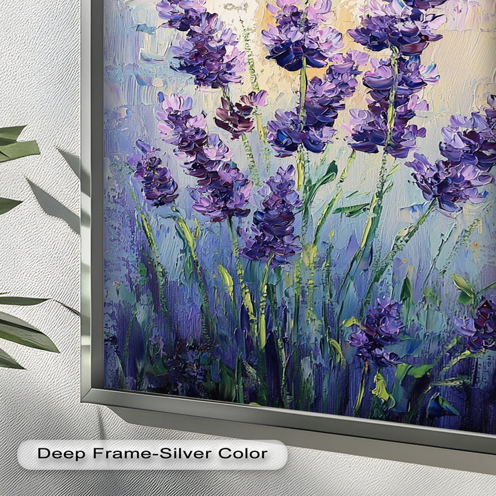 Lavender Blooms in Textured Harmony - Flower Oil Painting