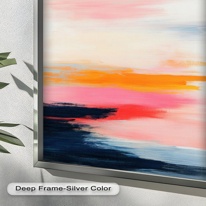 Blush Horizon – Abstraktes Ölgemälde mit Sonnenuntergangshimmel