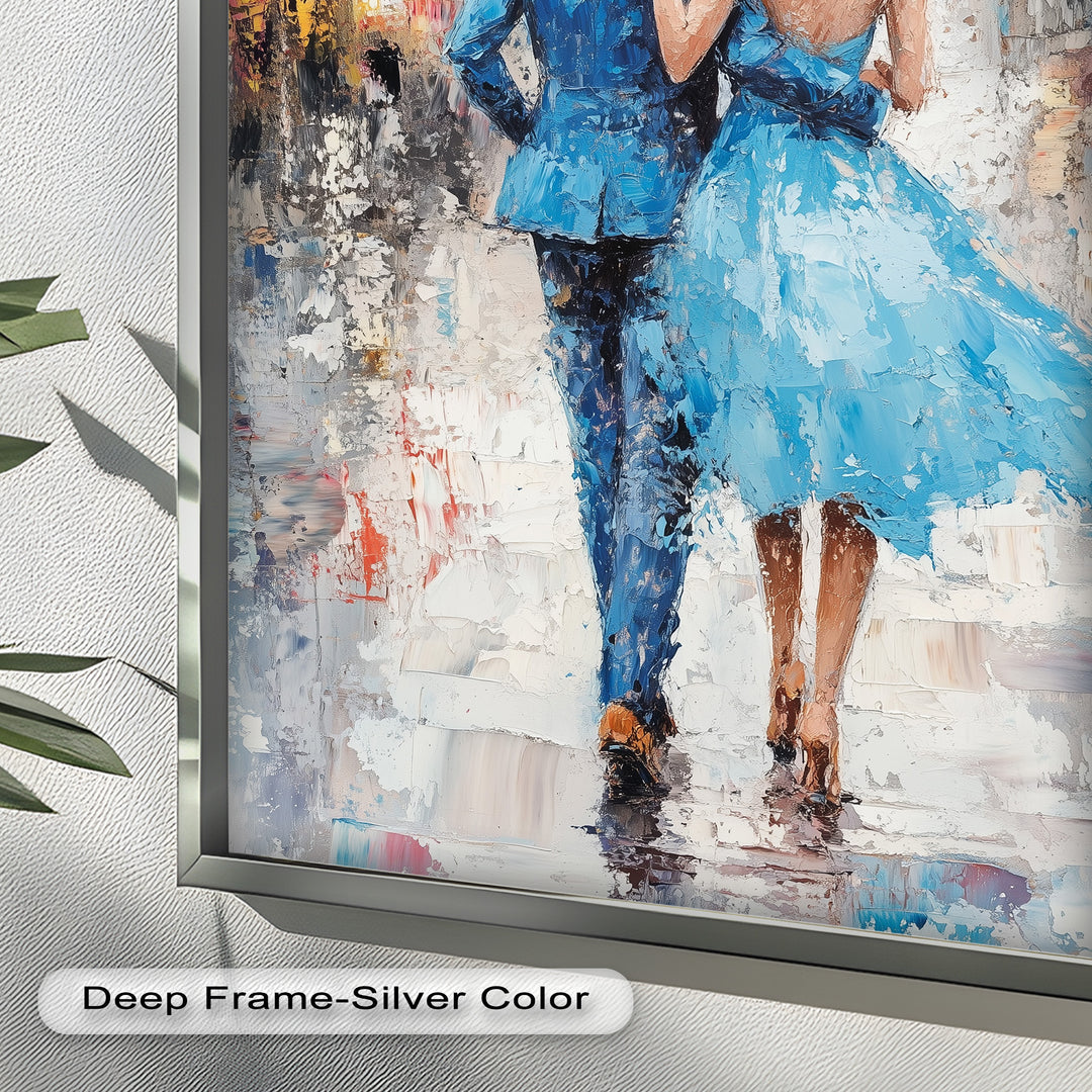 Forever in the Rain – Romantic Couple Love Oil Painting
