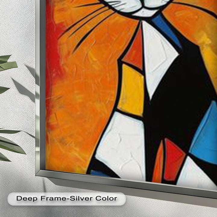 Geometric Feline – Abstract Cat Picasso Style Oil Painting