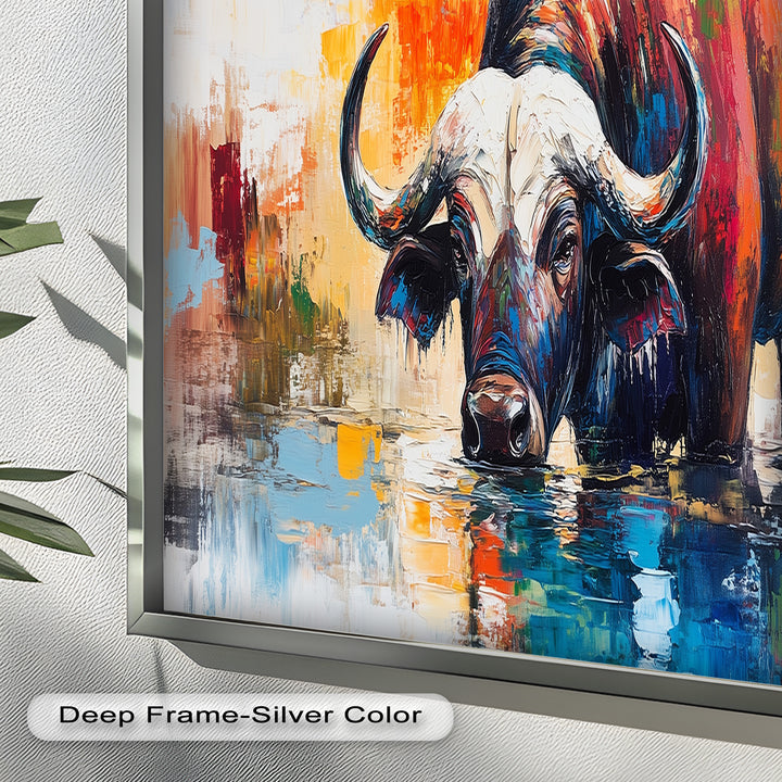 Water Buffalo at River’s Edge – Oil Painting
