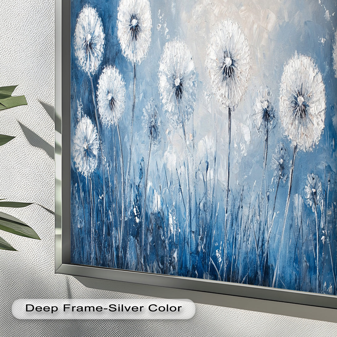 White Dandelion Field Wall Art – Floral Oil Painting