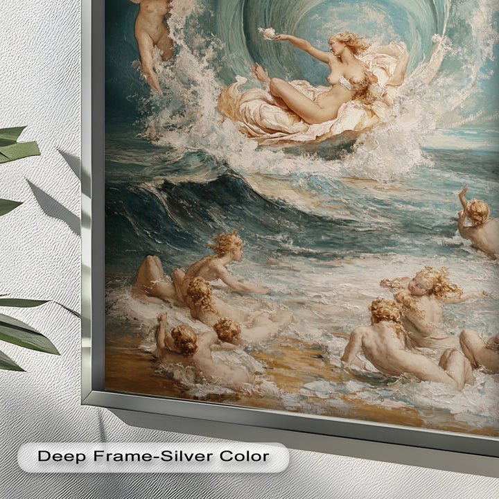 The Birth of Beauty – Mythic Seafoam and Cherubs Nude Oil Painting