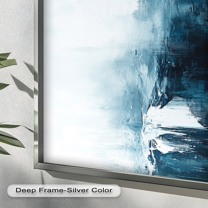 Midnight Fjord – Deep Blue Abstract Oil Painting