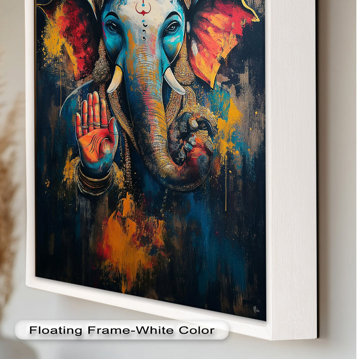Lebendige Ganesha-Wandkunst – Religiöses Ölgemälde