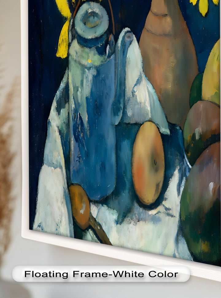 Rustikales Stillleben mit Mangos und Teekanne – Food Paintings