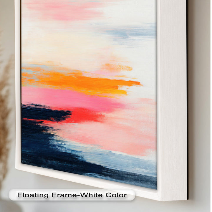 Blush Horizon – Abstraktes Ölgemälde mit Sonnenuntergangshimmel
