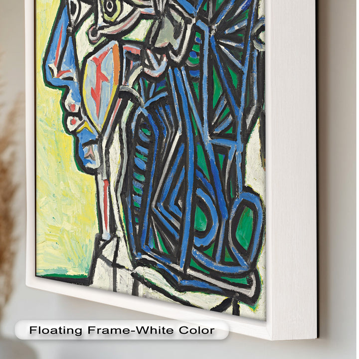 Geometric Portrait with Cyan and Emerald Tones - Picasso Oil Painting