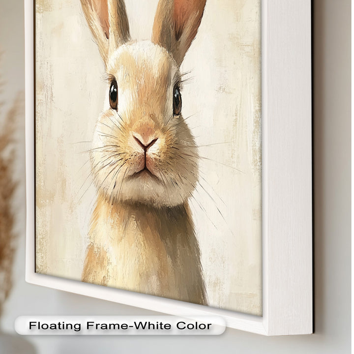 Soft-Gazed Bunny in Cream Hues - Animal Oil Painting