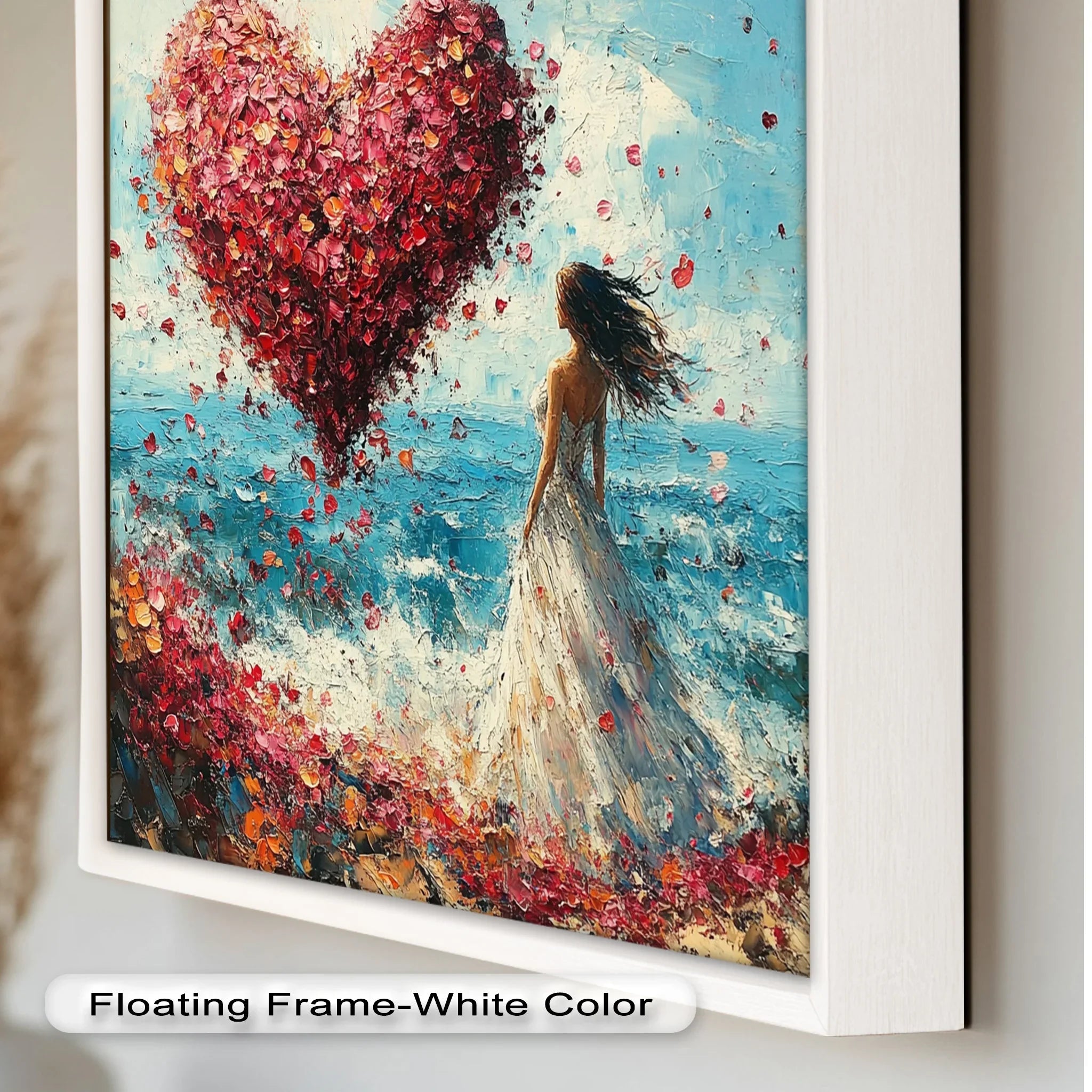 Petals of Love – Romantic Woman by the Sea Love Oil Painting