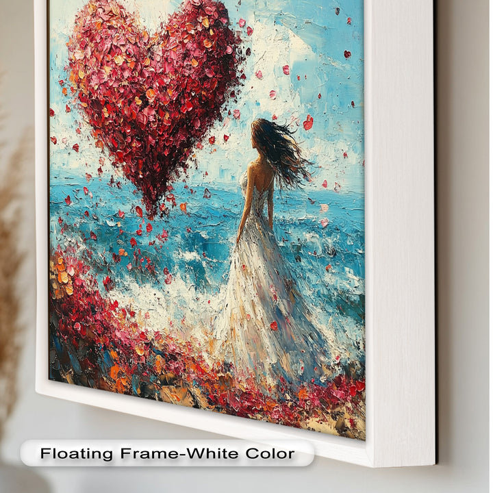 Petals of Love – Romantic Woman by the Sea Love Oil Painting