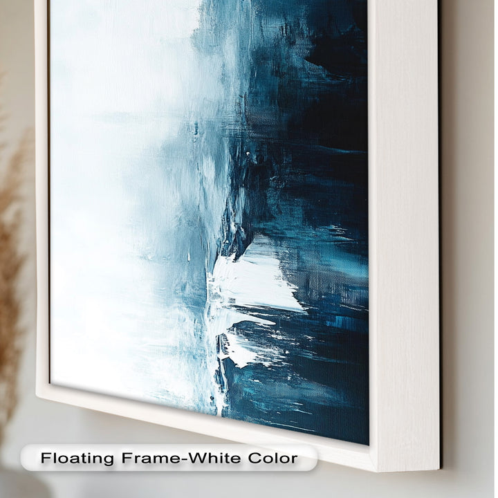 Midnight Fjord – Deep Blue Abstract Oil Painting