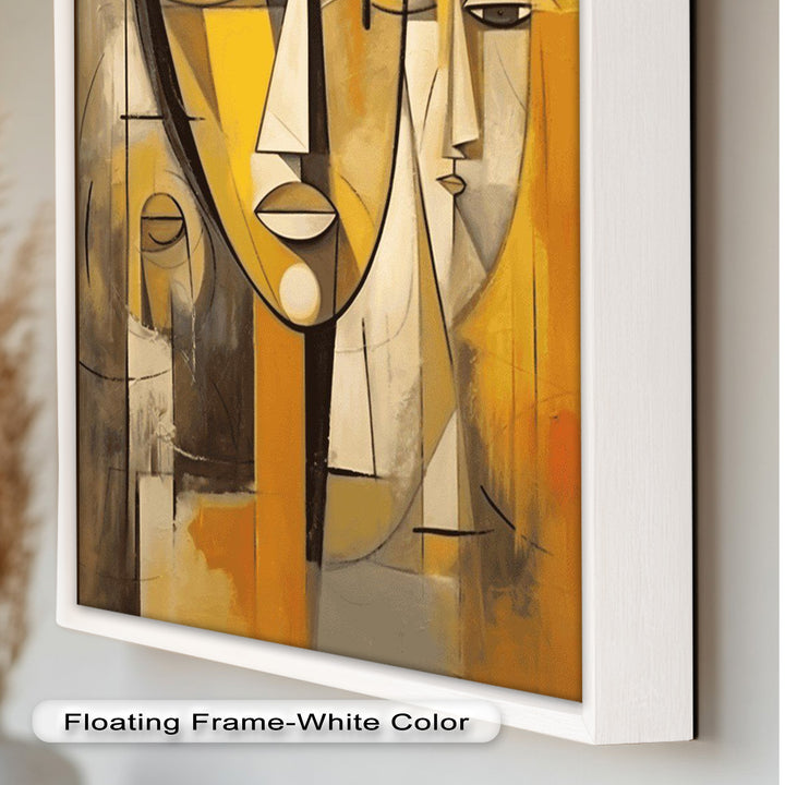 Golden Echoes – Cubist Expression of Faces in Motion Picasso Oil Painting
