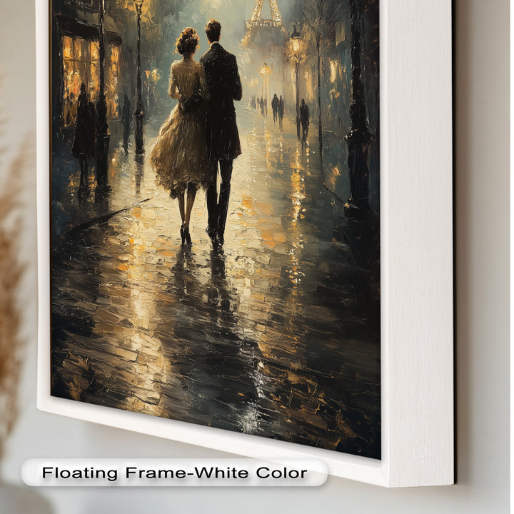 Paris Promenade – Lovers Strolling Toward the Eiffel Tower Love Oil Painting