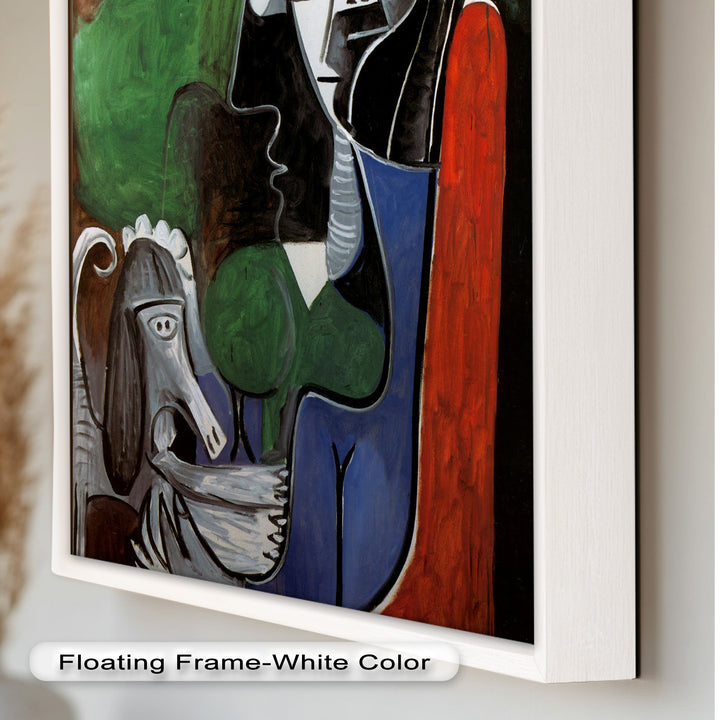 Woman with Dog – Bold Cubist Picasso Oil Painting