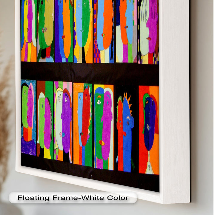 Pop Cubist Faces Wall Art – Abstract Oil Painting