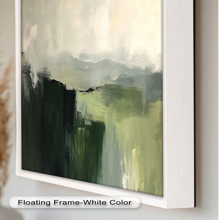 Misty Valley Horizon – Green Abstract Oil Painting