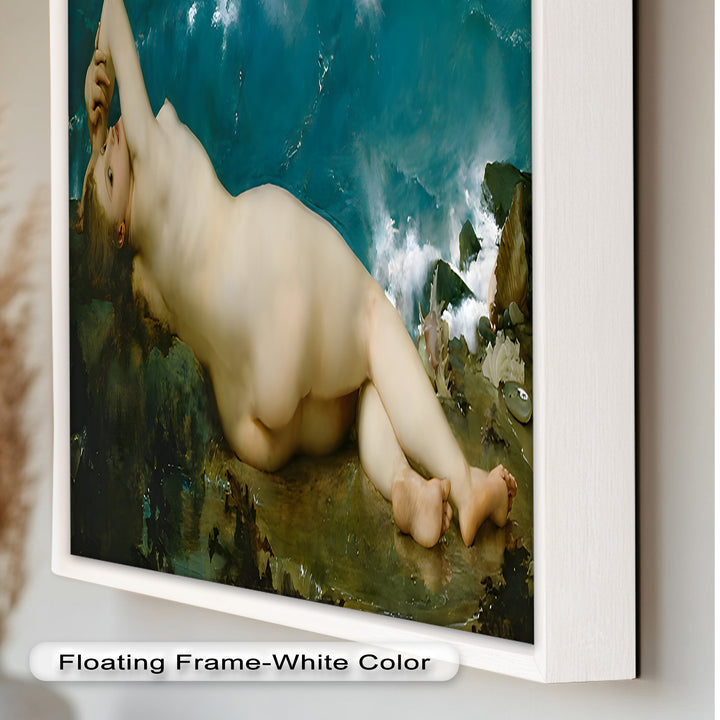 Sirensong Repose – Mythological Nude Beside the Sea Oil Painting