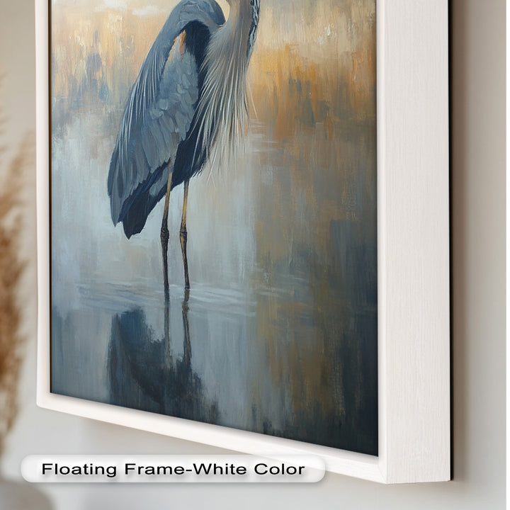 Heron in Misty Reflections - Animal Oil Painting