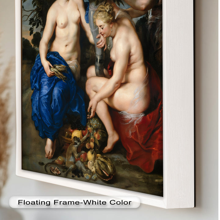 Bountiful Companions – Renaissance Oil Painting of Fruit and Femininity