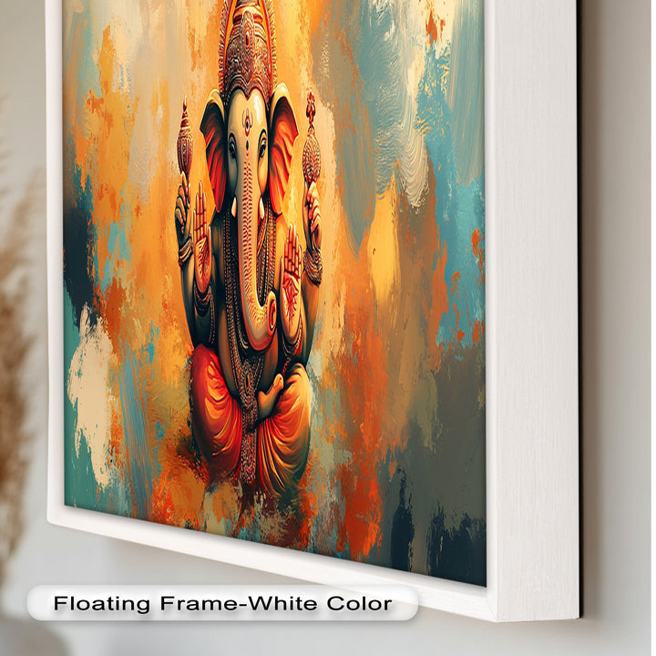 Sitzender Ganesha Wandkunst – Religiöses Ölgemälde