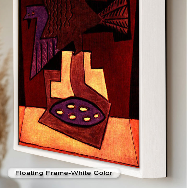 Abstract Bird & Bowl Wall Art – Cubist Oil Painting