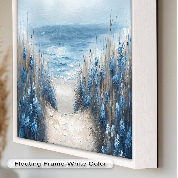 Blaue Blumenstrandlandschaft - Realismus Ölgemälde