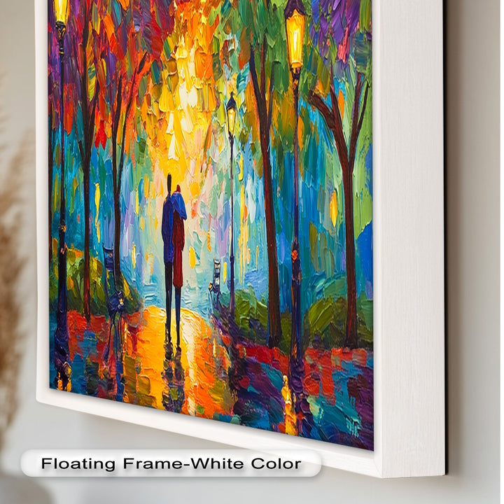 Romantic Couple Under Umbrella - Love Oil Painting