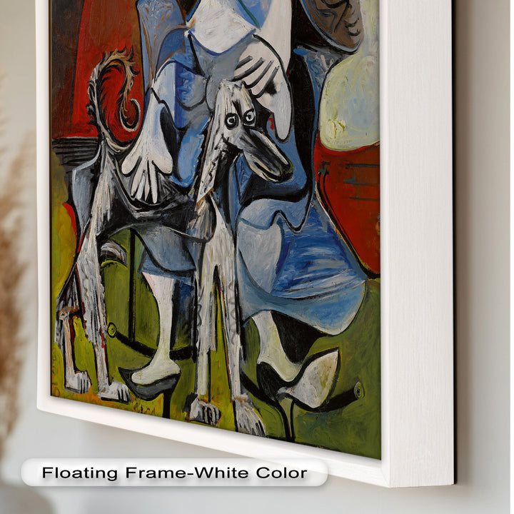 Guardian in Abstraction – Woman with Dog Cubist Oil Painting