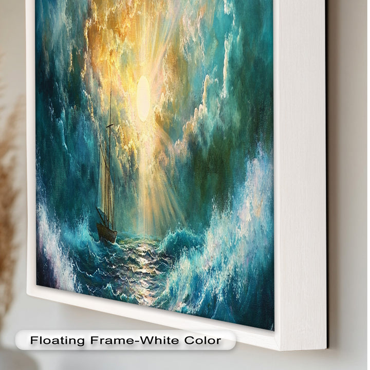 Golden Sun & Sea – Boat Oil Painting